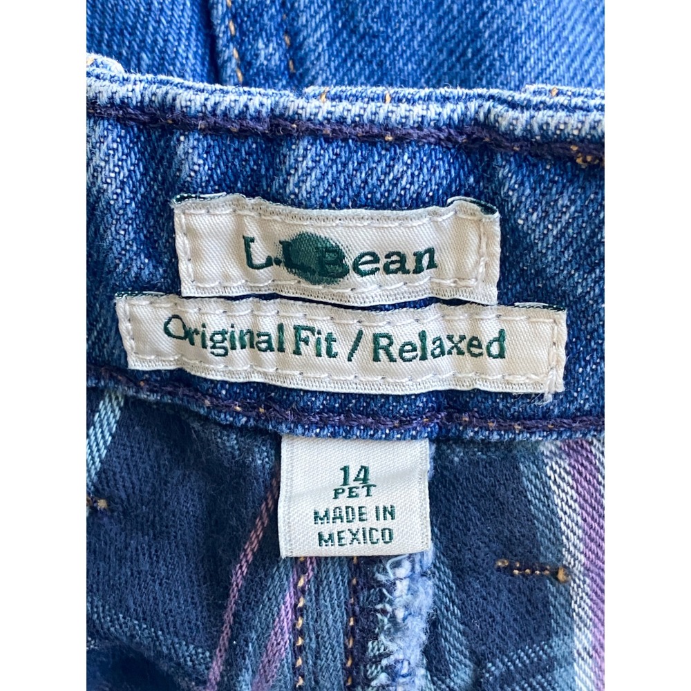 LL Bean Womens Relaxed Flannel Lined Jeans 14 Petite Blue Tapered Leg 299546 - Picture 9 of 12